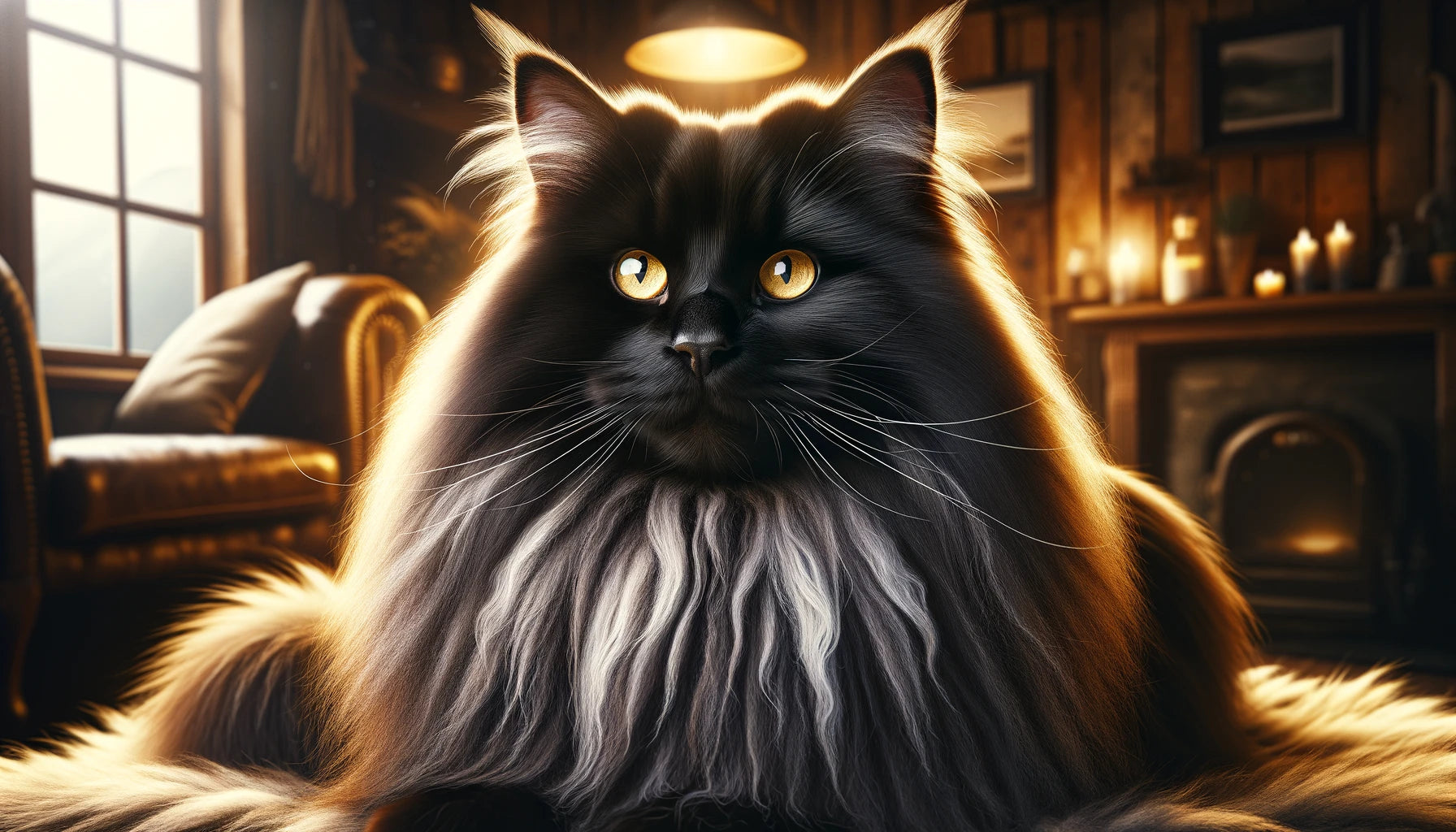 maine coon bleu smoke dans un salon