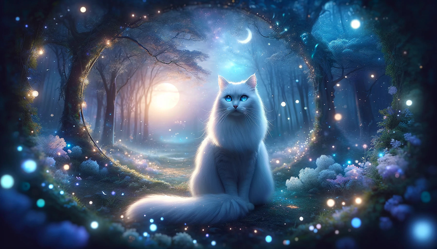 chat blanc aux yeux bleu mysterieux