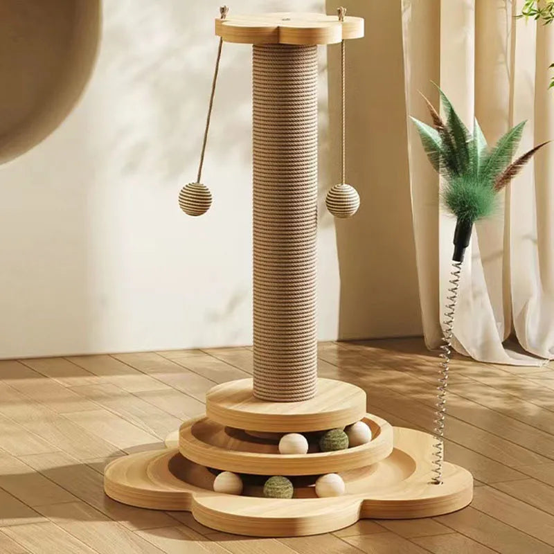 Arbre à chat en bois avec jeux