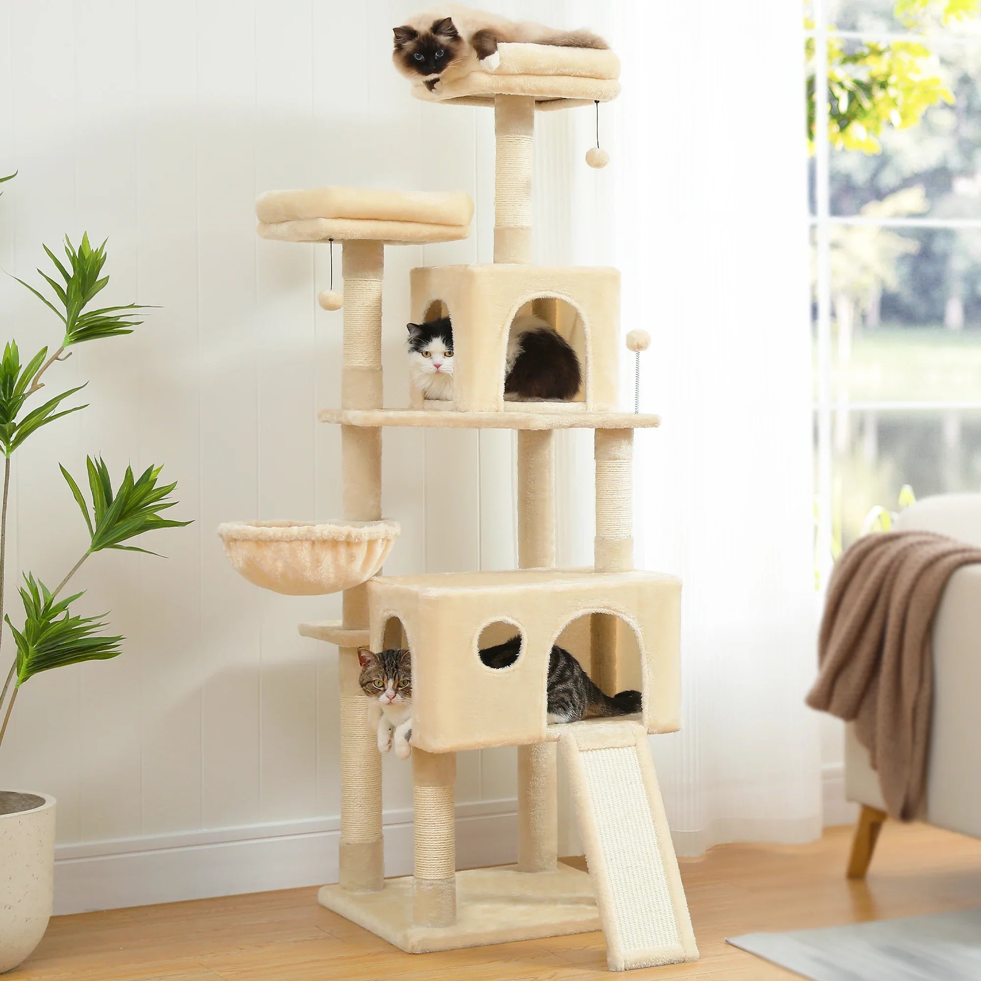 Grand arbre à chat multi cabanes