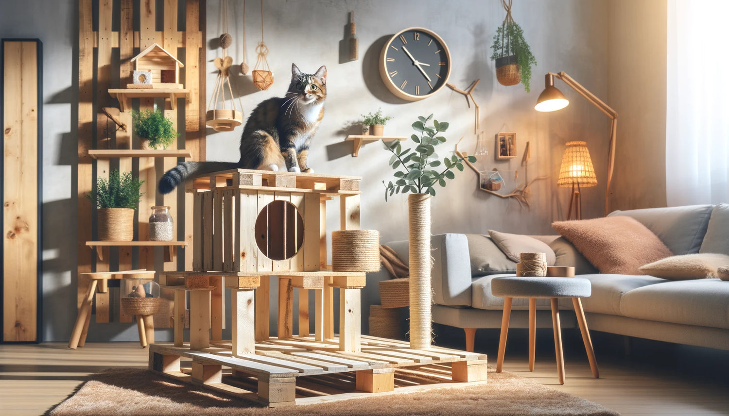 arbre a chat- diy- fabriqué -avec -palettes