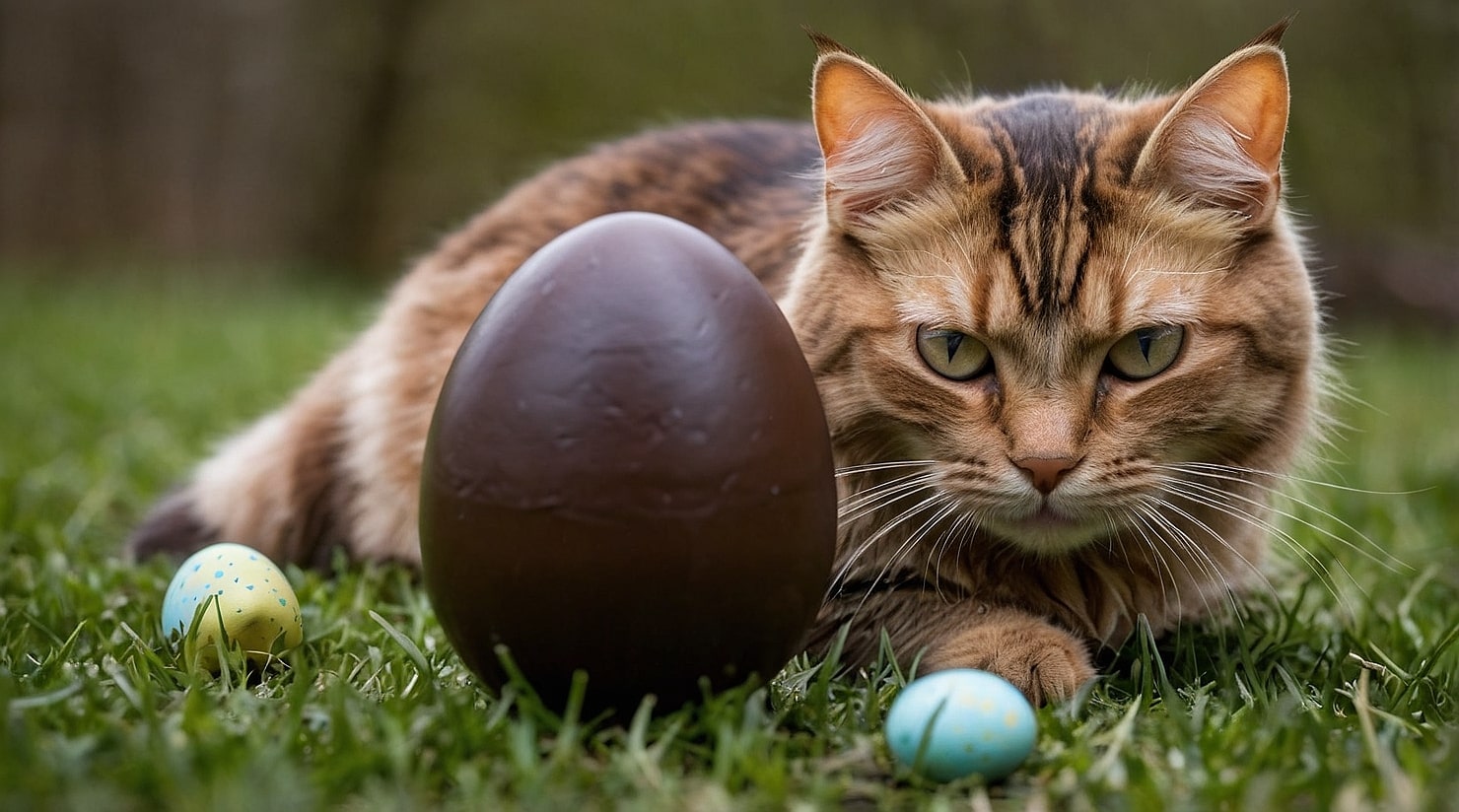 chat avec un oeuf de paques