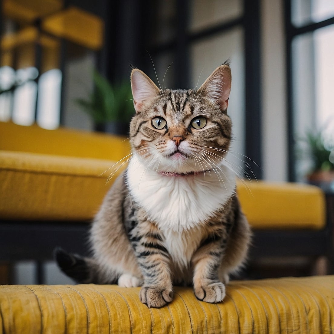 un chat mignon sur le canapé