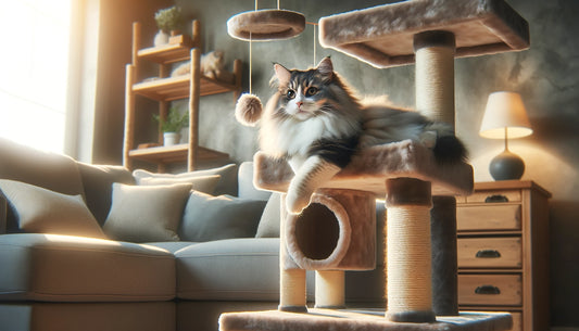 chat sur un arbre à chat