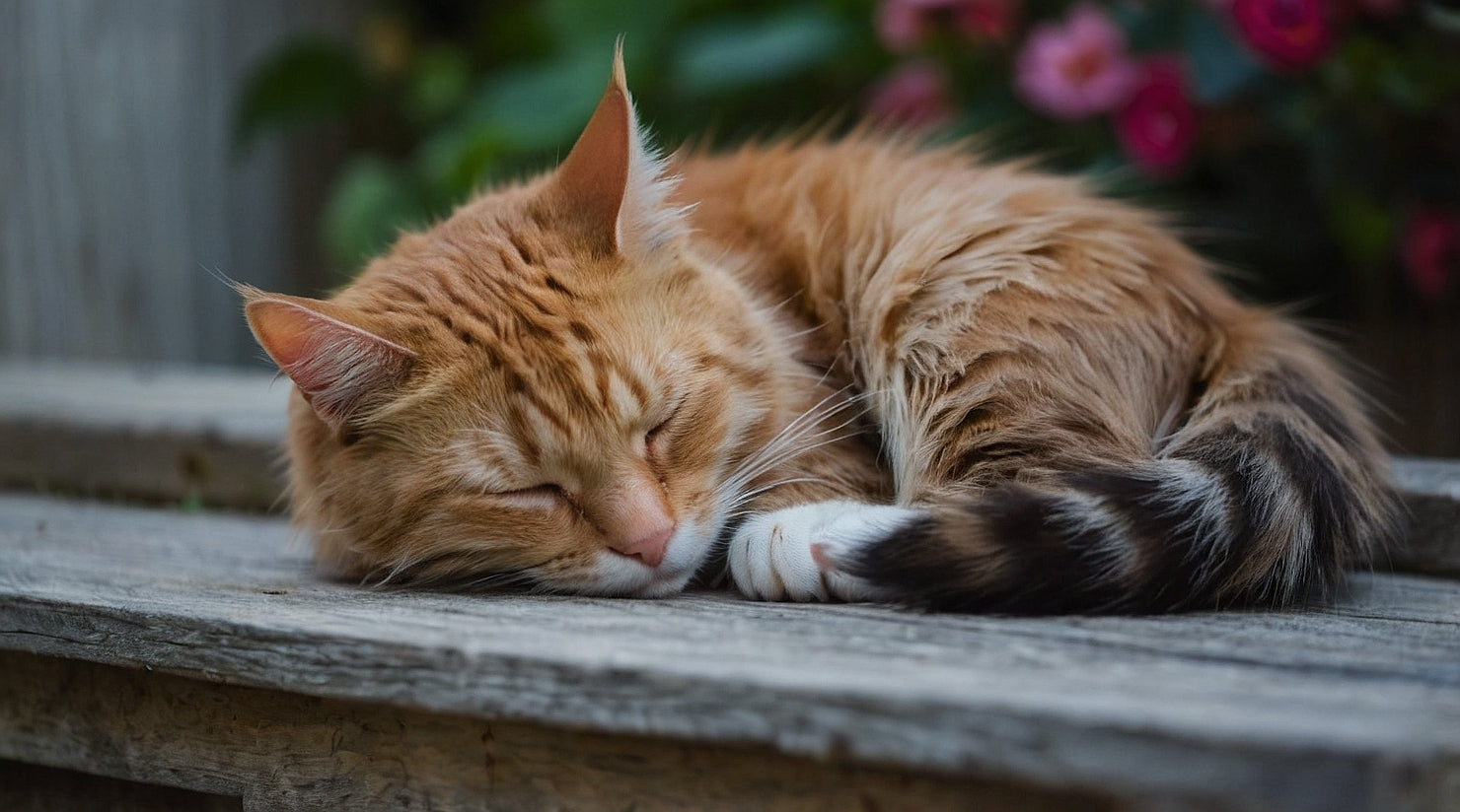 chat roux qui dort par terre