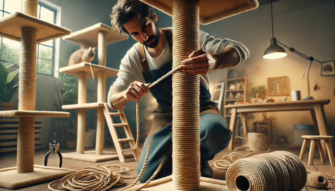 DIY ajouter de la corde sisal à votre arbre à chat